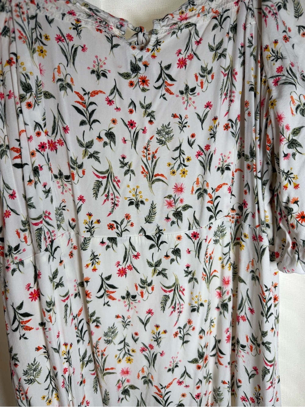 Old Navy White Midi Dress with Pink & Green Floral Print - Picture 3 of 8